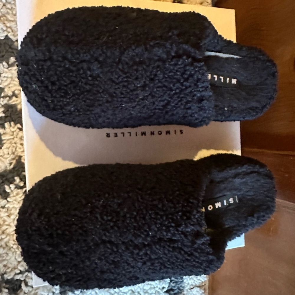 simon miller black shearling vegan bubble clogs size 10